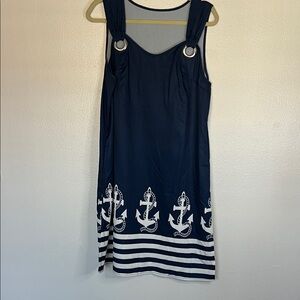 NWOT SHEIN Nautical Navy Blue Dress with Anchor Design sz  L